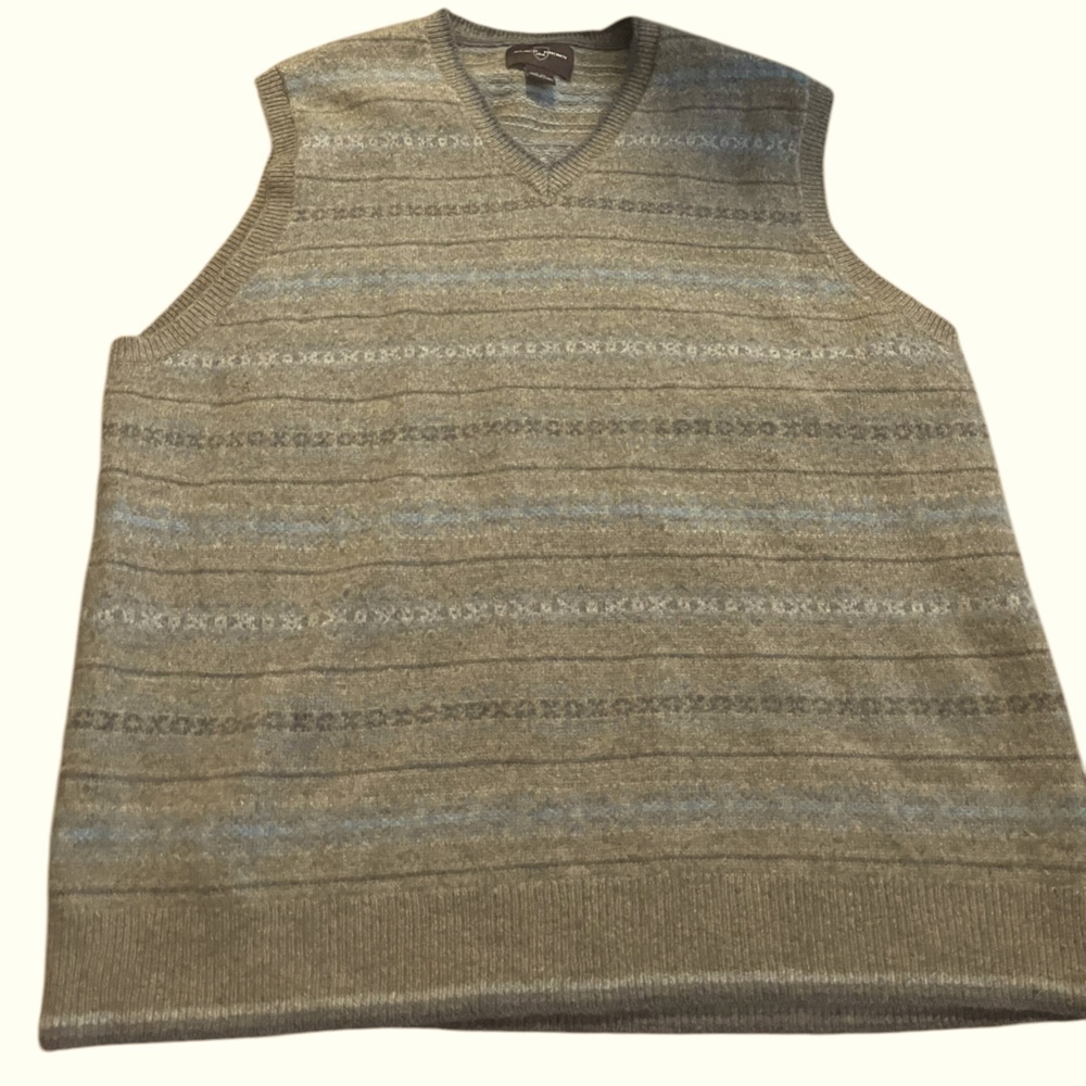 Lambswool sweater vest eclectic grandpa all over print knit mens xl
